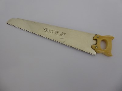 Lot 2038 - A George V Silver and Ivory Cucumber-Saw