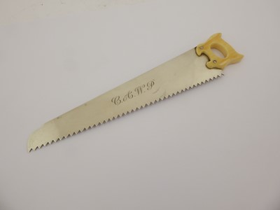 Lot 2038 - A George V Silver and Ivory Cucumber-Saw