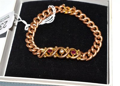 Lot 230 - A Victorian 15ct gold diamond and ruby bracelet