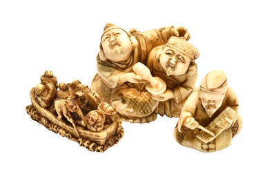 Lot 184 - A Japanese Meiji period carved ivory netsuke...