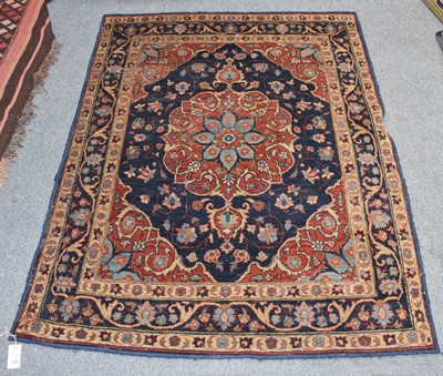 Lot 1309 - Tabriz Rug, the indigo field centred by a...