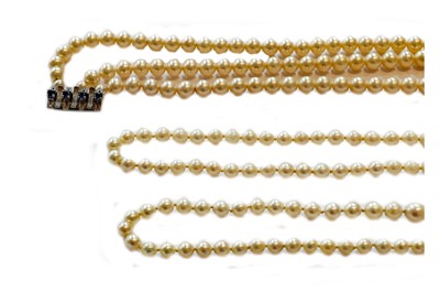 Lot 379 - Two single row cultured pearl necklaces,...