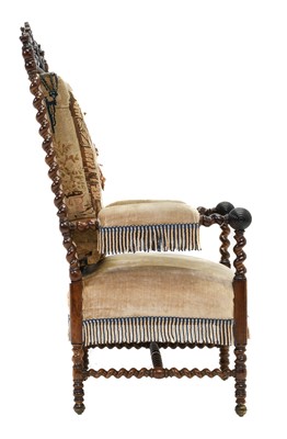 Lot 283 - A Victorian rosewood-framed open armchair,...