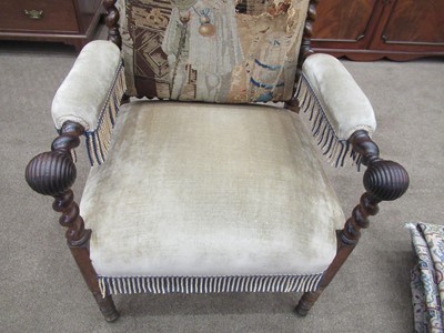 Lot 283 - A Victorian rosewood-framed open armchair,...