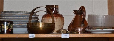 Lot 244 - Ironstone dinnerware, six silver spoons (boxed), Success to Chester Races stoneware jug, etc