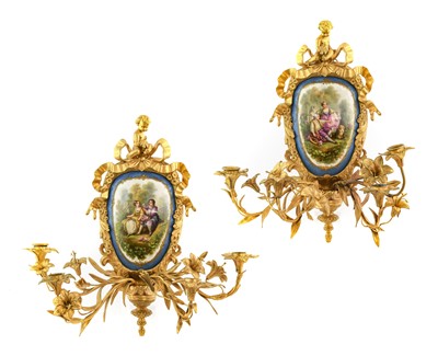 Lot 289 - A Pair of Gilt Metal Mounted Sèvres-Style Four-...