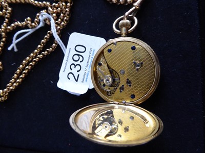 Lot 2390 - A Lady's 18 Carat Gold Fob Watch
