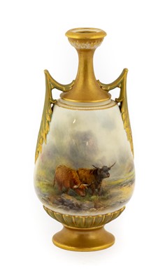 Lot 82 - A Royal Worcester Porcelain Twin-Handled Vase,...