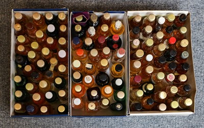 Lot 135 - Appoximately 105 whisky miniatures including;...