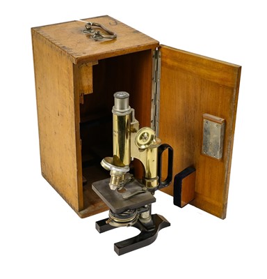 Lot 110 - C Reichert (Vienna) Brass Microscope