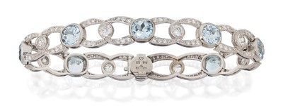 Lot 2345 - A Blue Topaz and Diamond Bracelet