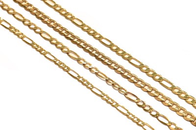 Lot 241 - Three figaro link necklaces, lengths 56cm,...