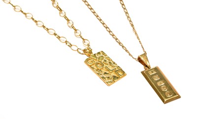 Lot 247 - Two 9 carat gold pendants on 9 carat gold...