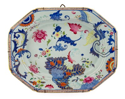 Lot 186 - A Chinese Porcelain "Tobacco Leaf" Dish,...