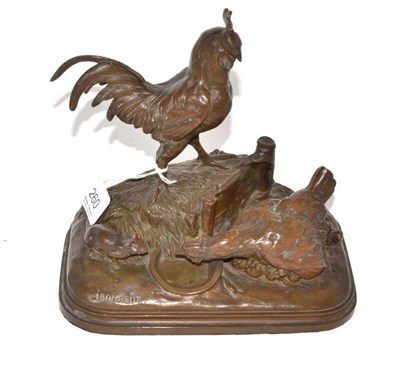 Lot 260 - After Isidore Jules Bonheur bronze group of chickens and a rat