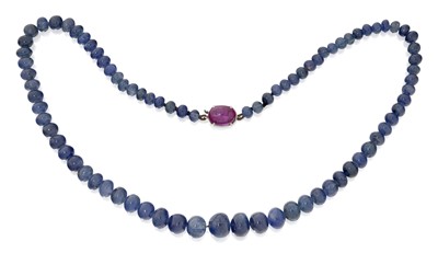 Lot 2326 - A Sapphire Bead Necklace