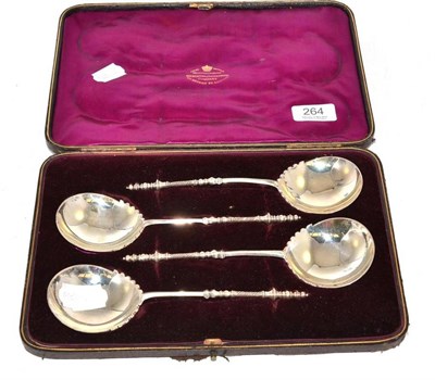 Lot 264 - Cased set of four silver 16th century style spoons by the Goldsmiths and Silversmiths Company