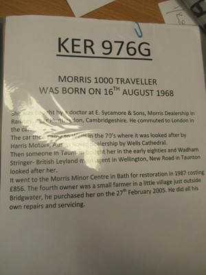 Lot 210 - 1968 Morris Traveller Registration number: KER...