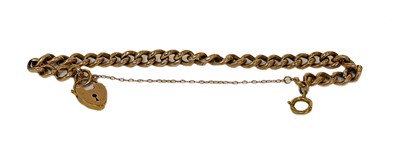 Lot 272 - A curb link bracelet, stamped '9C', with a 9...