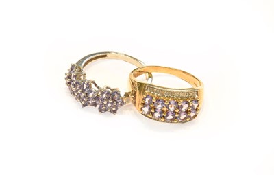 Lot 257 - A 9 carat gold tanzanite and diamond ring,...