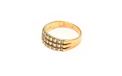 Lot 265 - A 9 carat gold diamond half hoop ring, finger...