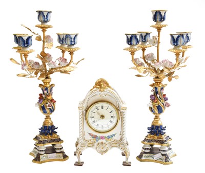 Lot 81 - A 20th century mantel timepiece in Dresden...