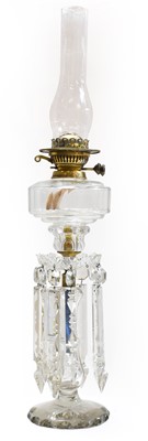 Lot 80 - A Victorian glass oil lamp with faceted...