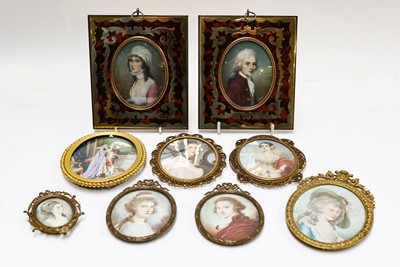 Lot 51 - An ivory portrait miniature of a lady and gent,...