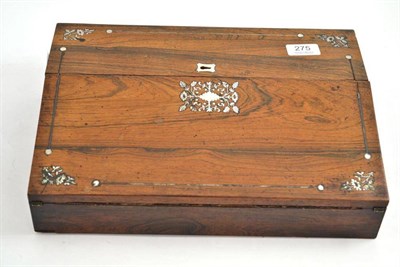 Lot 275 - A rosewood writing box