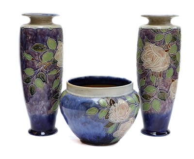 Lot 49 - Royal Doulton stoneware rose pattern bowl,...