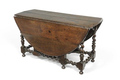 Lot 1125 - An English Joined Oak Six-Seater Gateleg Table, circa 1680, on spiral turned supports with...