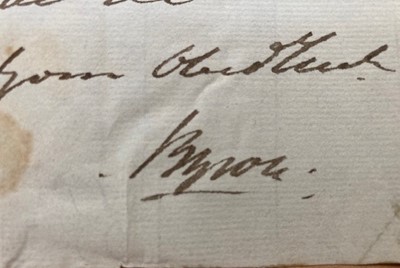 Lot 2067 - Byron [George Gordon Noel, Lord]. Autograph...