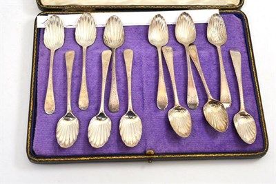 Lot 277 - A set of six George III silver teaspoons, London 1784; and six similar teaspoons, London circa...