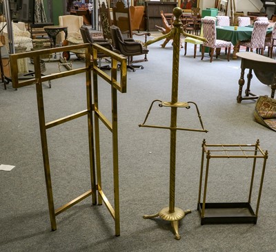 Lot 1384 - A 19th century brass butlers stand, a...