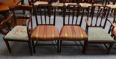 Lot 1257 - A pair of George III mahogany dining chairs,...