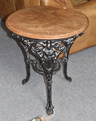 Lot 1359 - A Victorian cast iron pub table, makers Sheard...