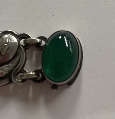 Lot 268 - A silver and green hardstone Georg Jensen...