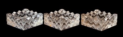 Lot 465 - Three Lalique square formed Soudan pattern...