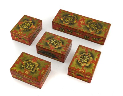 Lot 260 - A Set of Four Russian Lacquer Boxes and Covers,...