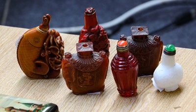 Lot 346 - Six Oriental snuff bottles