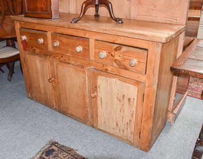 Lot 1253 - A Victorian pine farmhouse kitchen dresser...