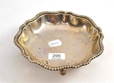 Lot 299 - Silver dish raised upon four 'hoof' feet