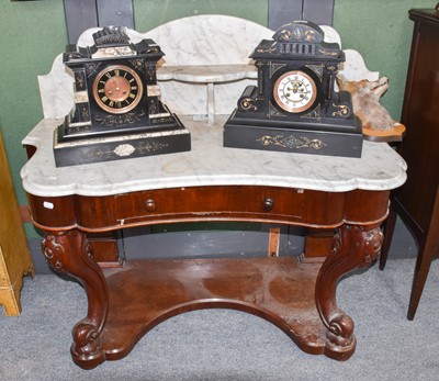 Lot 1337 - A Victorian marble topped mahogany washstand,...