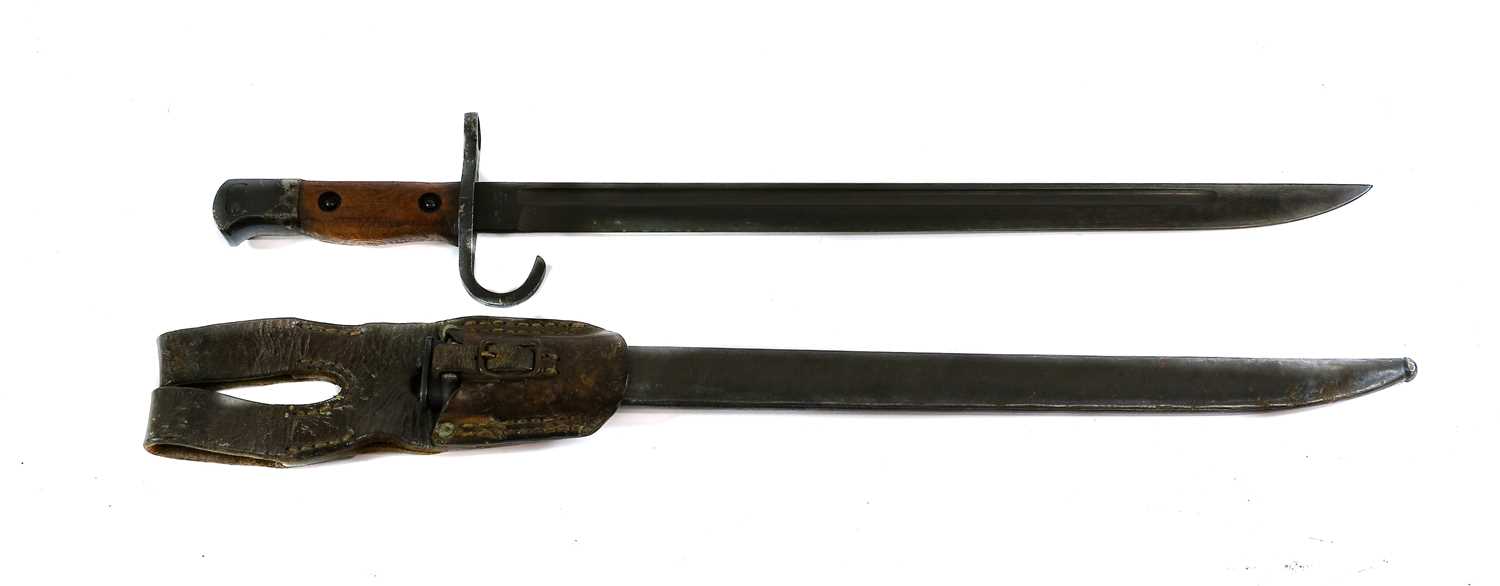 Lot 257 - A Japanese Arisaka Type 30 Bayonet, the blued...