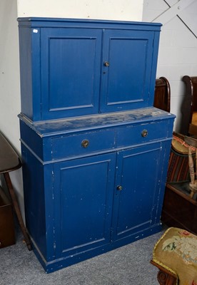 Lot 1369 - An early 20th century blue painted pine...