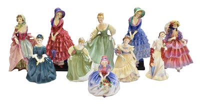 Lot 54 - Ten Royal Doulton figures of ladies, including...