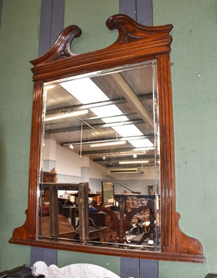 Lot 1424 - An Edwardian mahogany overmantel mirror with...