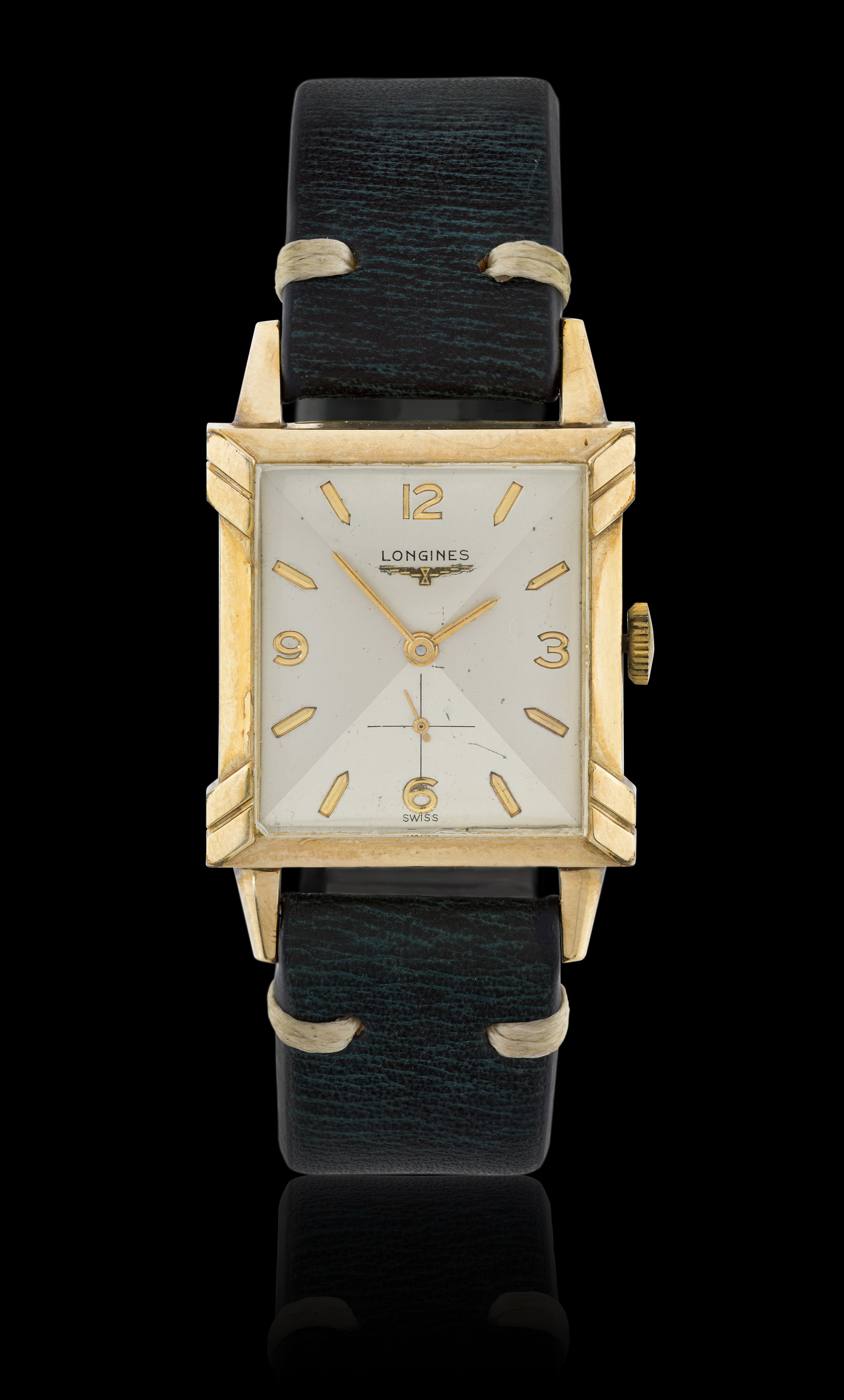 Lot 2391 - Longines: A 10 Carat Gold Filled Square