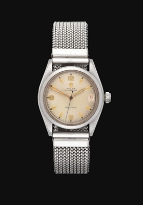 Lot 2209 - Rolex: A Stainless Steel Calendar Centre Seconds Wristwatch