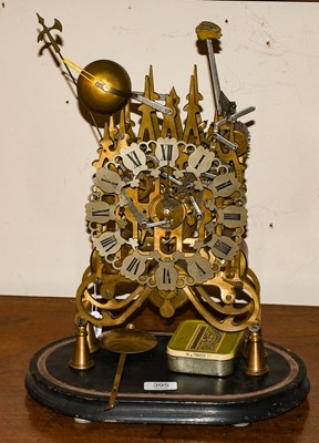 Lot 395 - A modern reproduction skeleton clock, striking...